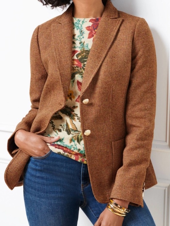 Talbots Jackets & Blazers - TALBOTS Classic Shetland Wool Blend Blazer - Ripen Check (Sz 14p)